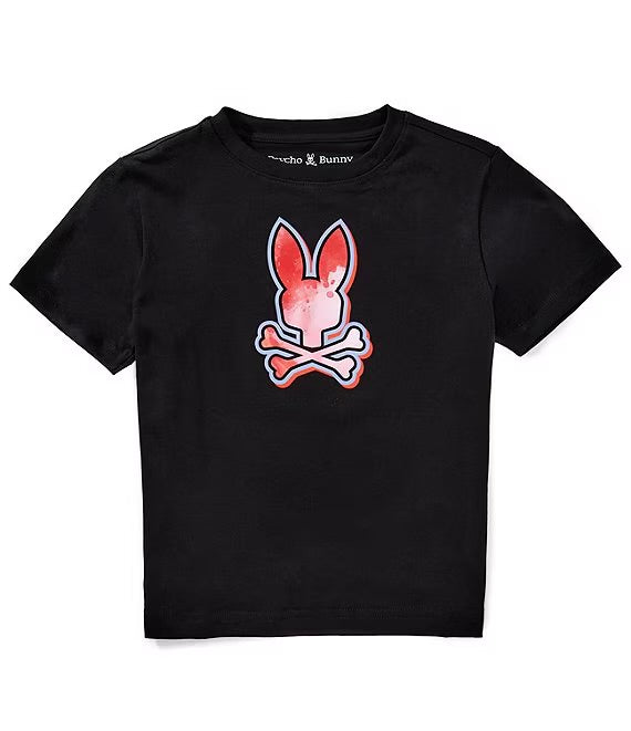 PSYCHO BUNNY KIDS WILLIAM GRAPHIC TEE BLACK TEE B0U643F200