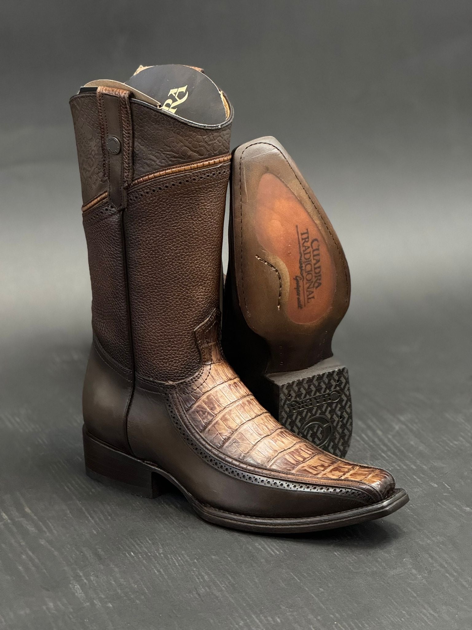 BOOTS CUADRA FUSCUS CAIMAN ARAUCO CHOCOLATE LASER NARROW SQUARE TOE