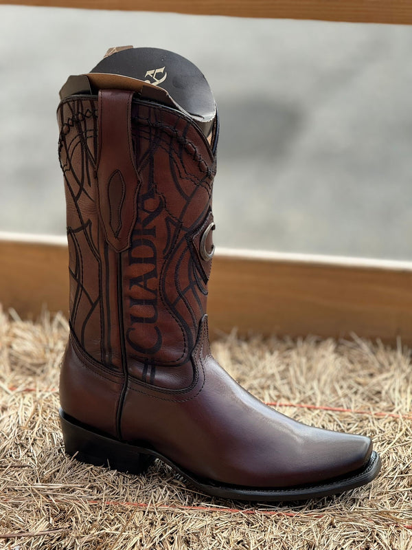 CUADRA BOOTS RES OVER CHESTNUT LASER & EMBROIDERY NARROW SQUARE TOE