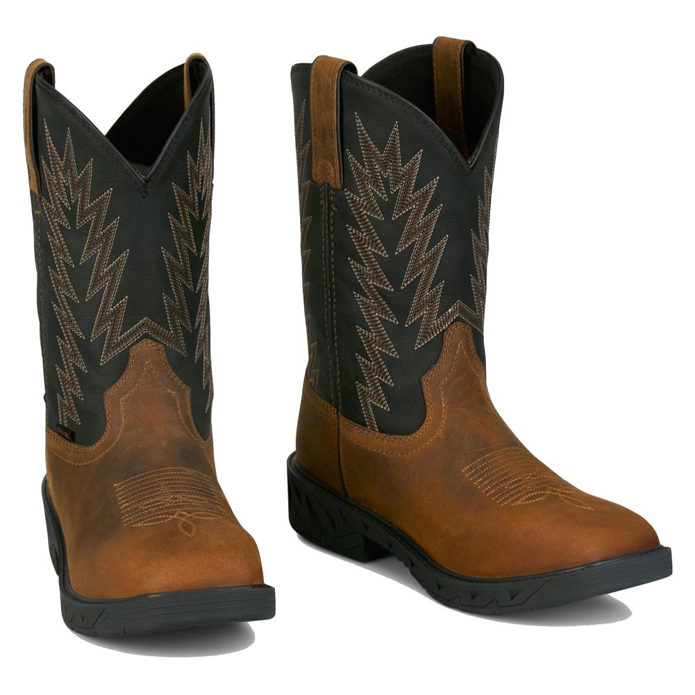 JUSTIN MENS WORK BOOT TASKMAKER BROWN WATER BUFFALO #PD4072