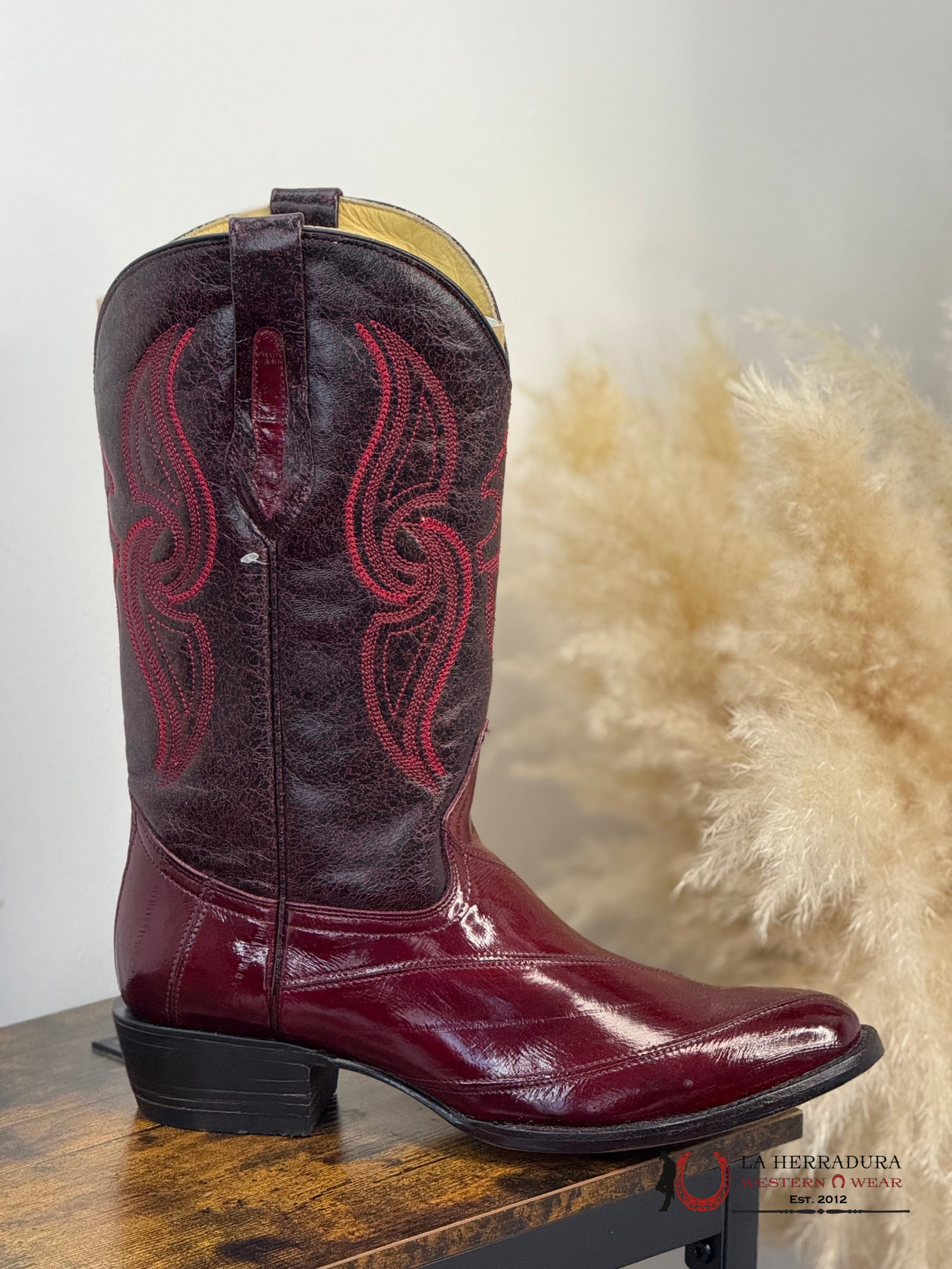ARANGO SEMI-OVAL BOOTS WINE EEL BOTAS HOMBRES