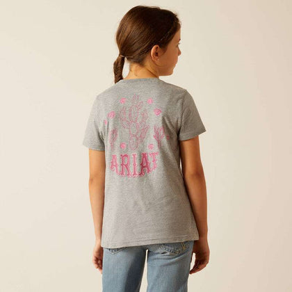 CAMISETA DE MANGA CORTA ARIAT CACTUS ROSE PARA NIÑA, GRIS JASPEADO 10051458