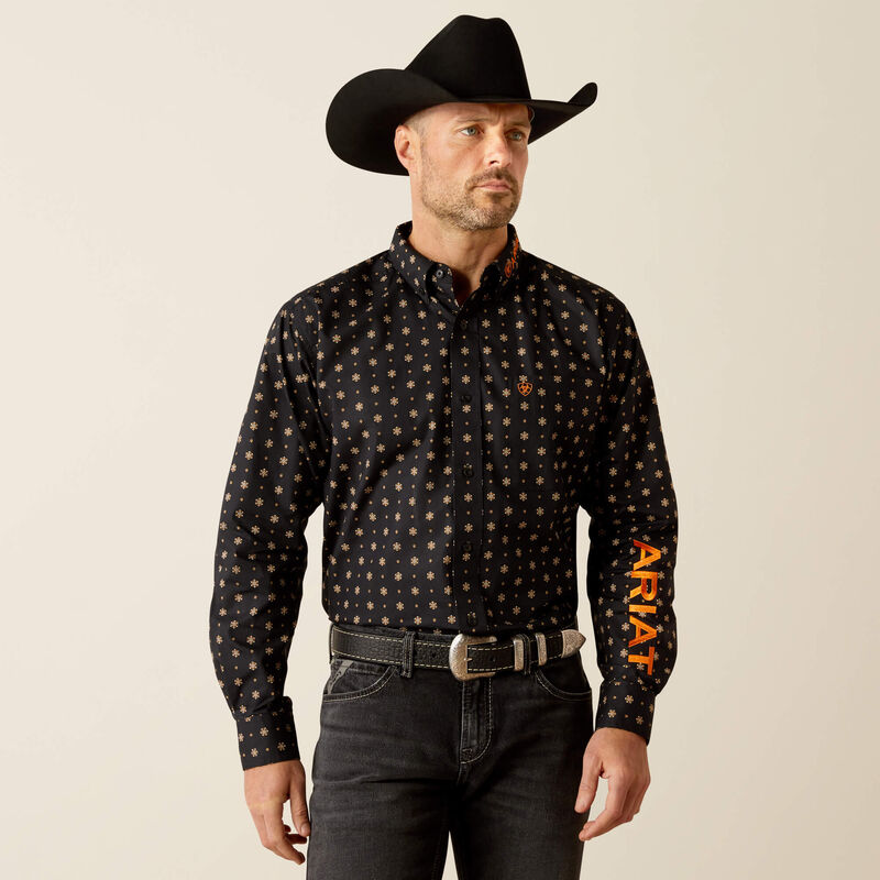 ARIAT CLASSIC KELVIN BLACK DARK GREY LONG SLEEVE SHIRT