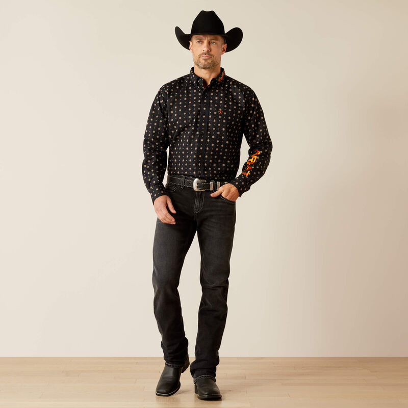 ARIAT CLASSIC KELVIN BLACK DARK GREY LONG SLEEVE SHIRT