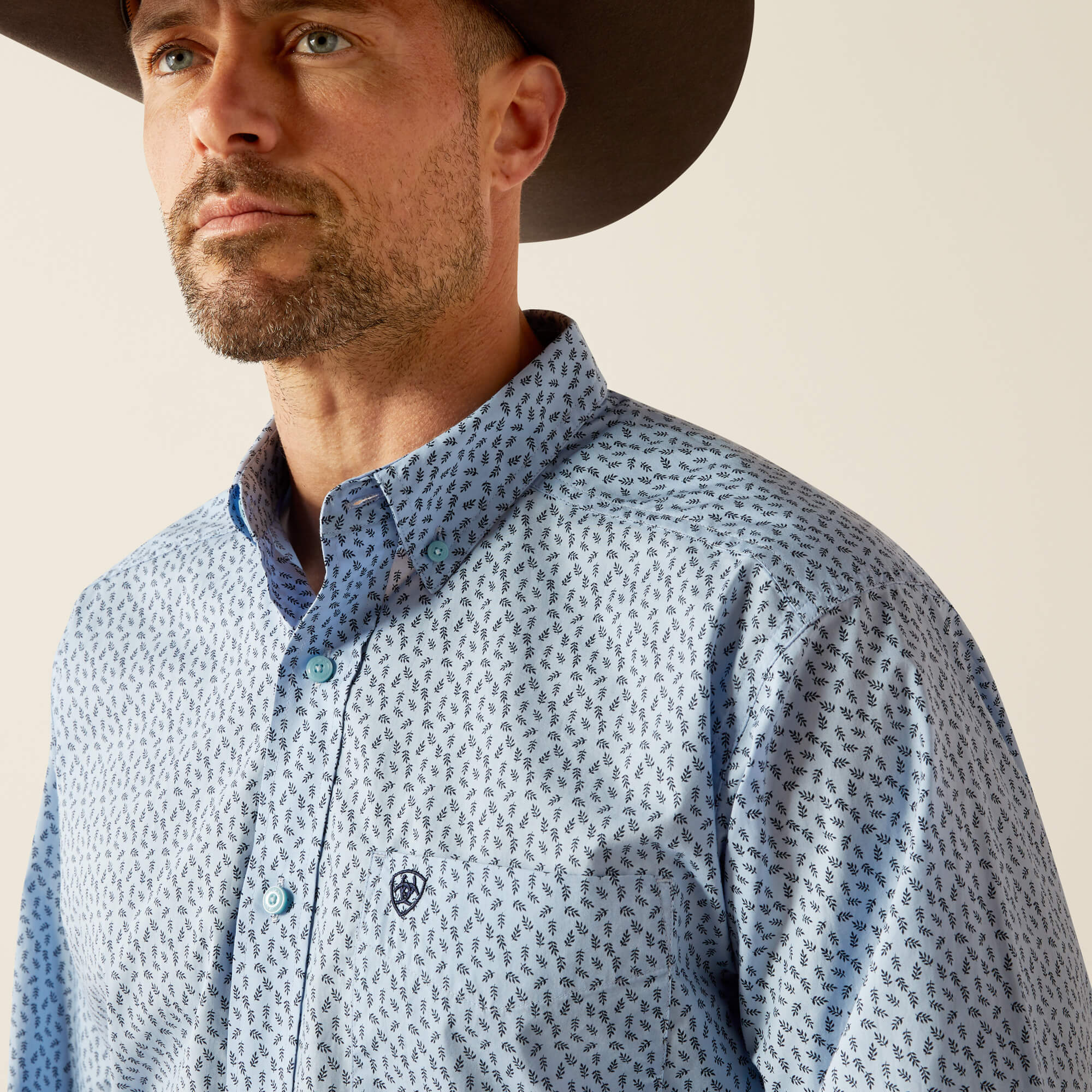 ARIAT ROWAN LIGHT BLUE LONG SLEEVE SHIRT