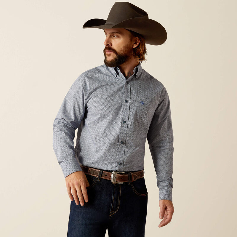 ARIAT FITTED RIDER LIGHT BLUE LONG SLEEVE SHIRT