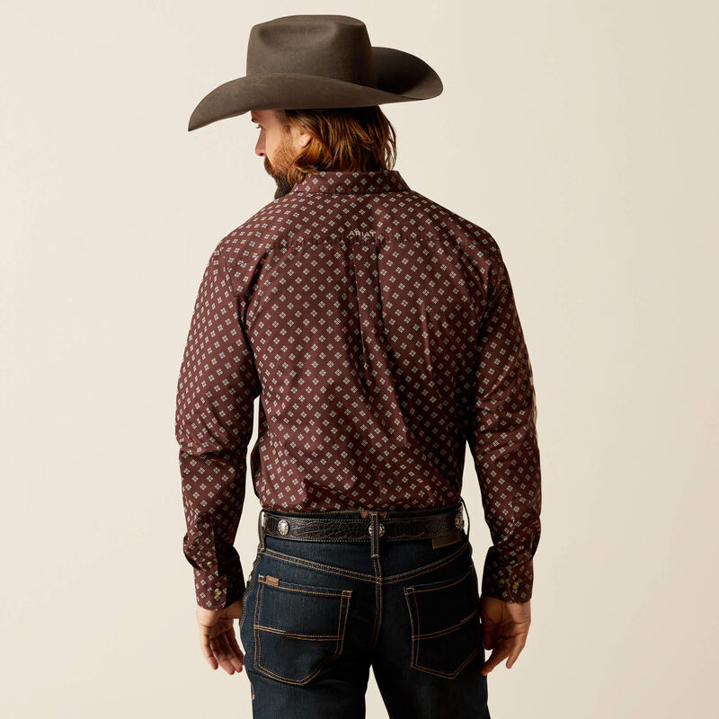 ARIAT FITTED KDEN BROWN / TAN LONG SLEEVE SHIRT-2628