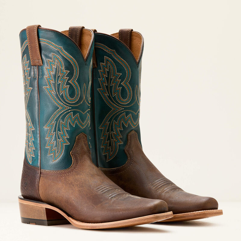 MENS ARIAT FUTURITY CASHOUT COWBOY BOOT WICKER|PURSUIT OF TEAL 3756