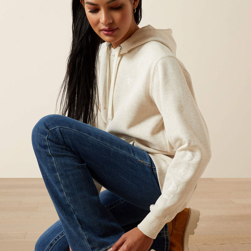 ARIAT WOMENS LOGO 2.0 HOODIE OATMEAL HEATHER 10062270