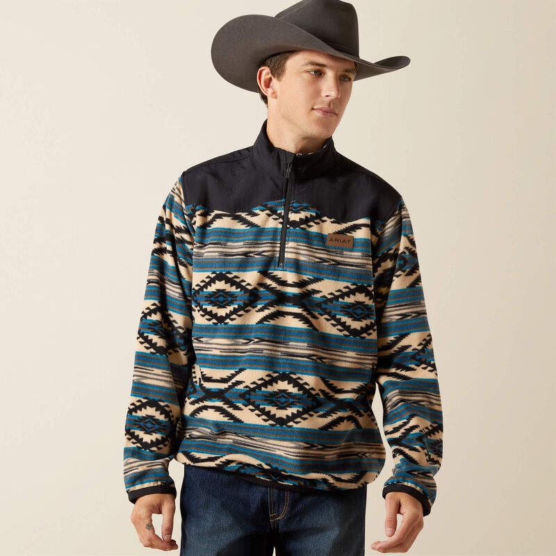 ARIAT TEAL SOUTHEAST SCENIC SERAPE BASIS 2.0 1/4 ZIP SWEATSHIRT- 10062487