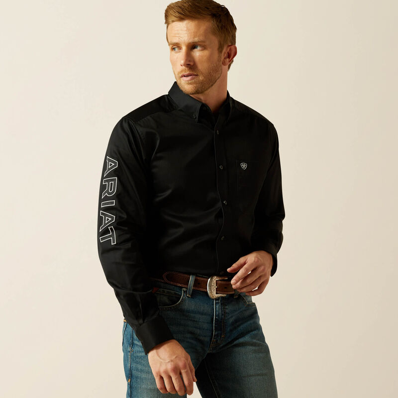 ARIAT TEAM LOGO TWILL LS SHRT BLACK CLASSIC FIT 10062659
