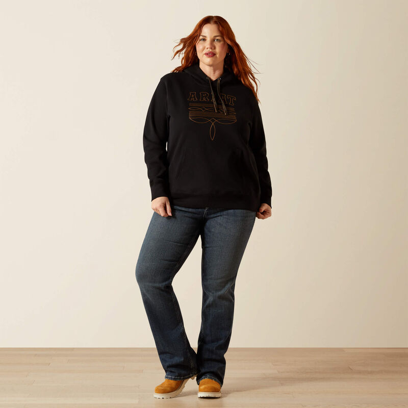 ARIAT WOMENS BOOTED LOGO HOODIE BLACK 10062734