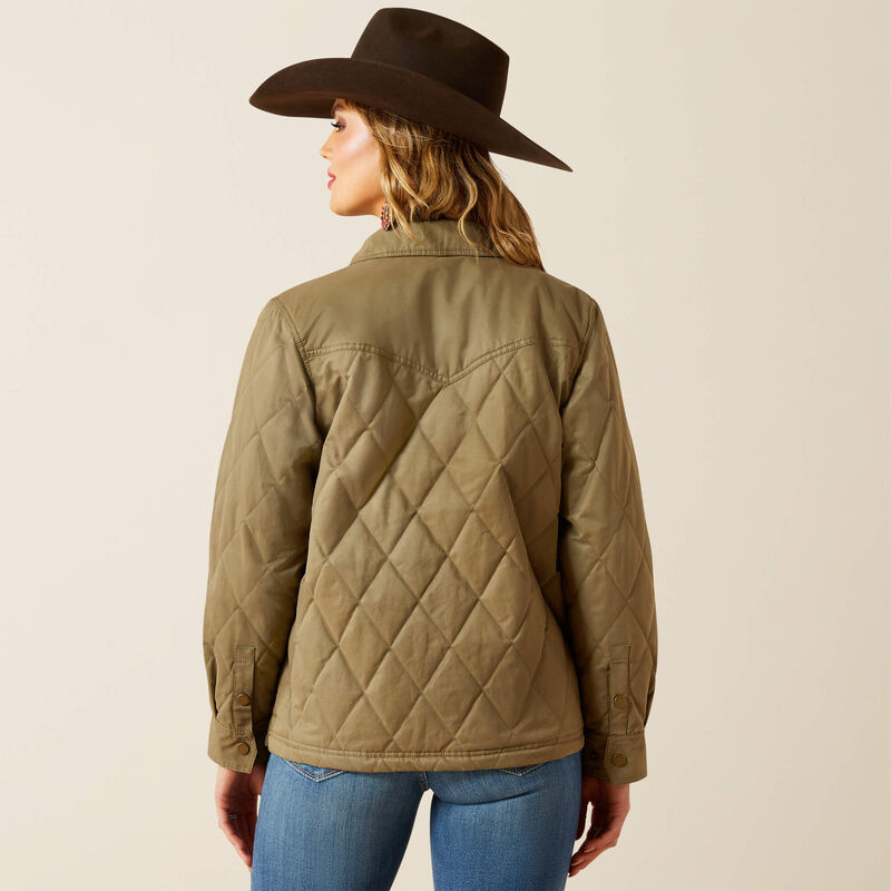 ARIAT WOMENS GRIZZLY QUILTED BARN JKT DUSKY GREEN JACKET 10062813