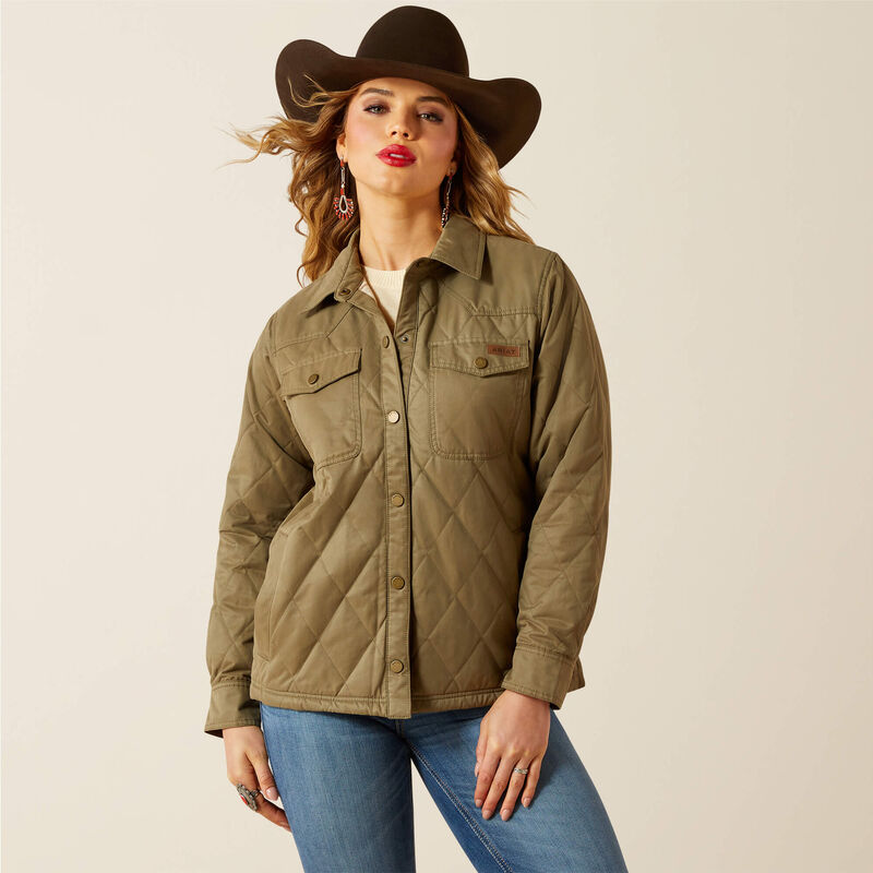 ARIAT WOMENS GRIZZLY QUILTED BARN JKT DUSKY GREEN JACKET 10062813