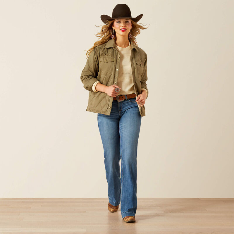 ARIAT WOMENS GRIZZLY QUILTED BARN JKT DUSKY GREEN JACKET 10062813