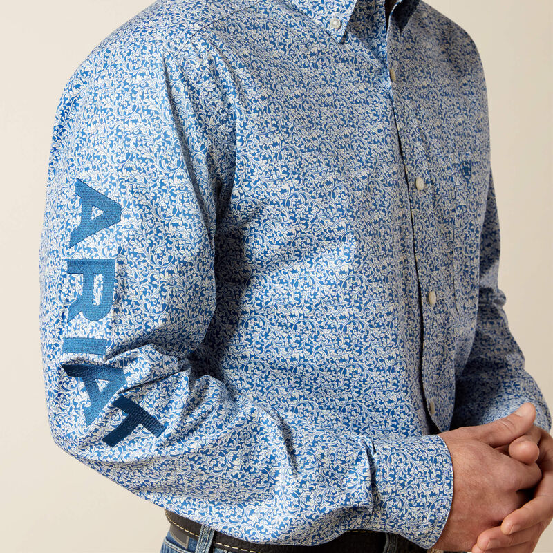 ARIAT MEN BLUE/NAVY TEAM PARKS FTD LS SHIRT -10065811