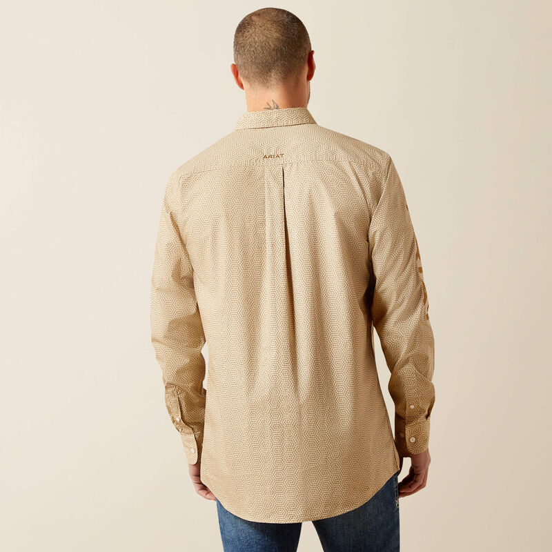 ARIAT MEN KHAKI /LIGHT BROWN TEAM PENN FTD LS SHIRT -10065812