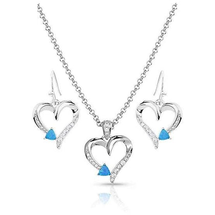 CONJUNTO DE COLLAR DE CRISTAL ÓPALO AMOR ETERNO MONTANA SILVERSMITH