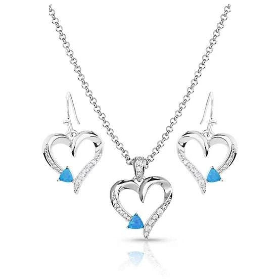 CONJUNTO DE COLLAR DE CRISTAL ÓPALO AMOR ETERNO MONTANA SILVERSMITH