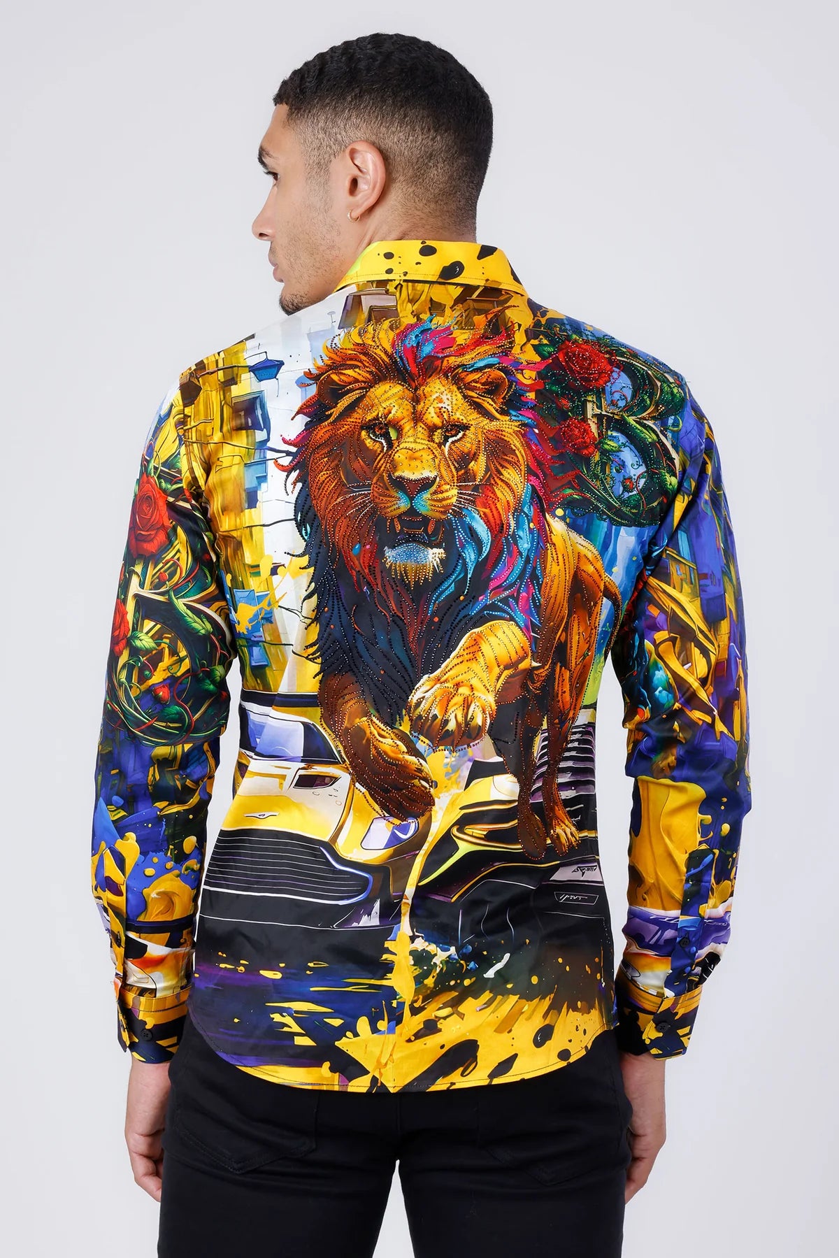 BARABAS ROYAL LION PR05 BLUE LONG SLEEVE SHIRT