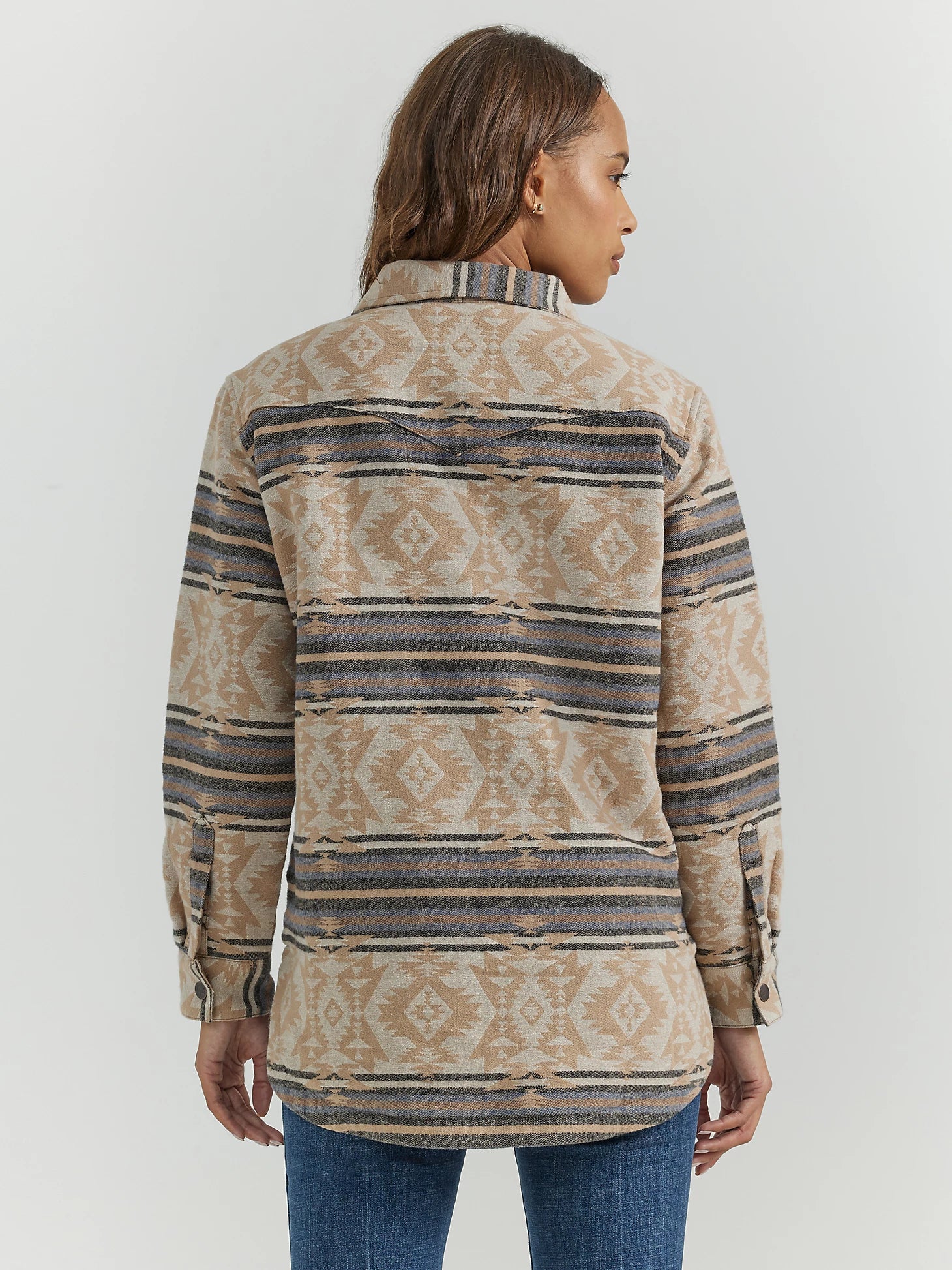 Women's Wrangler Southwestern Print Shacket in Doe Stripe