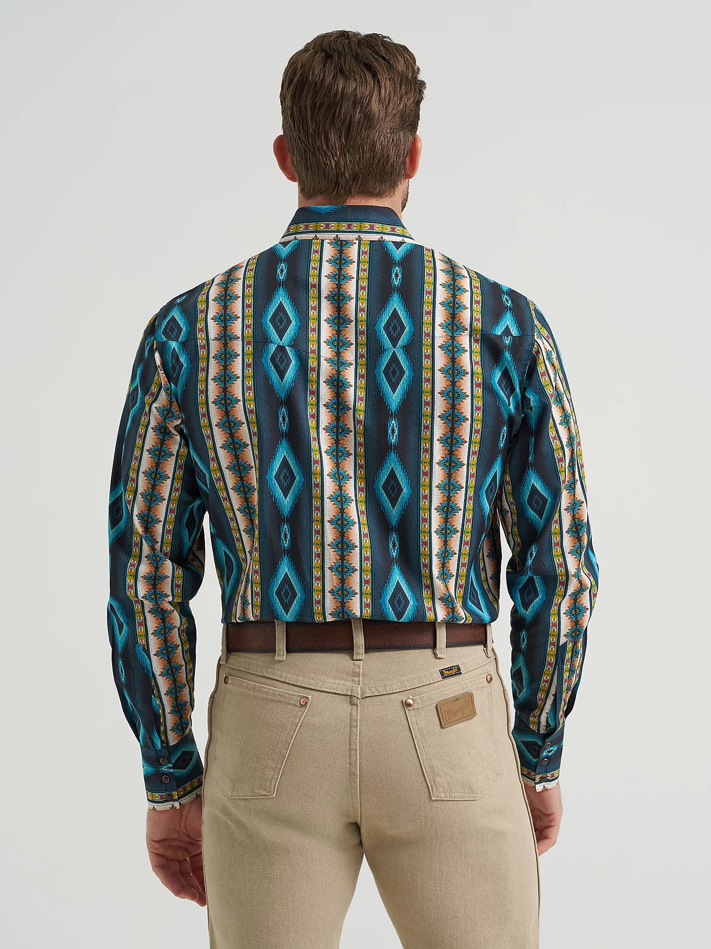 WRANGLER BLUE AZTEC LS SHIRT -112369467