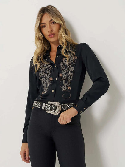 WRANGLER  WOMEN SHIRT BLACK LAINEY WILSON 112373689