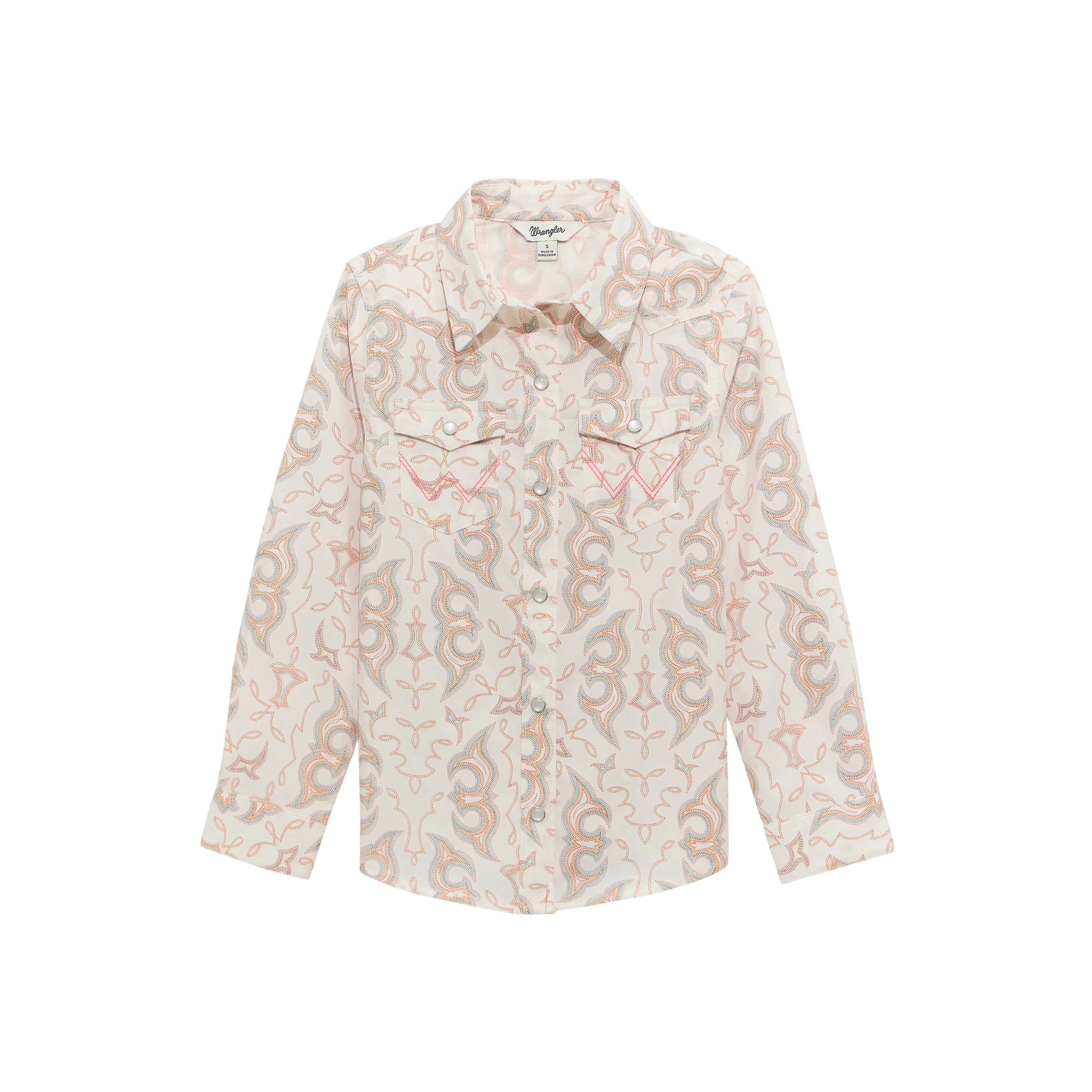 WRANGLER GIRLS PURALL SNAP PONK AND BLUE STITCHED BANDANA 112374705