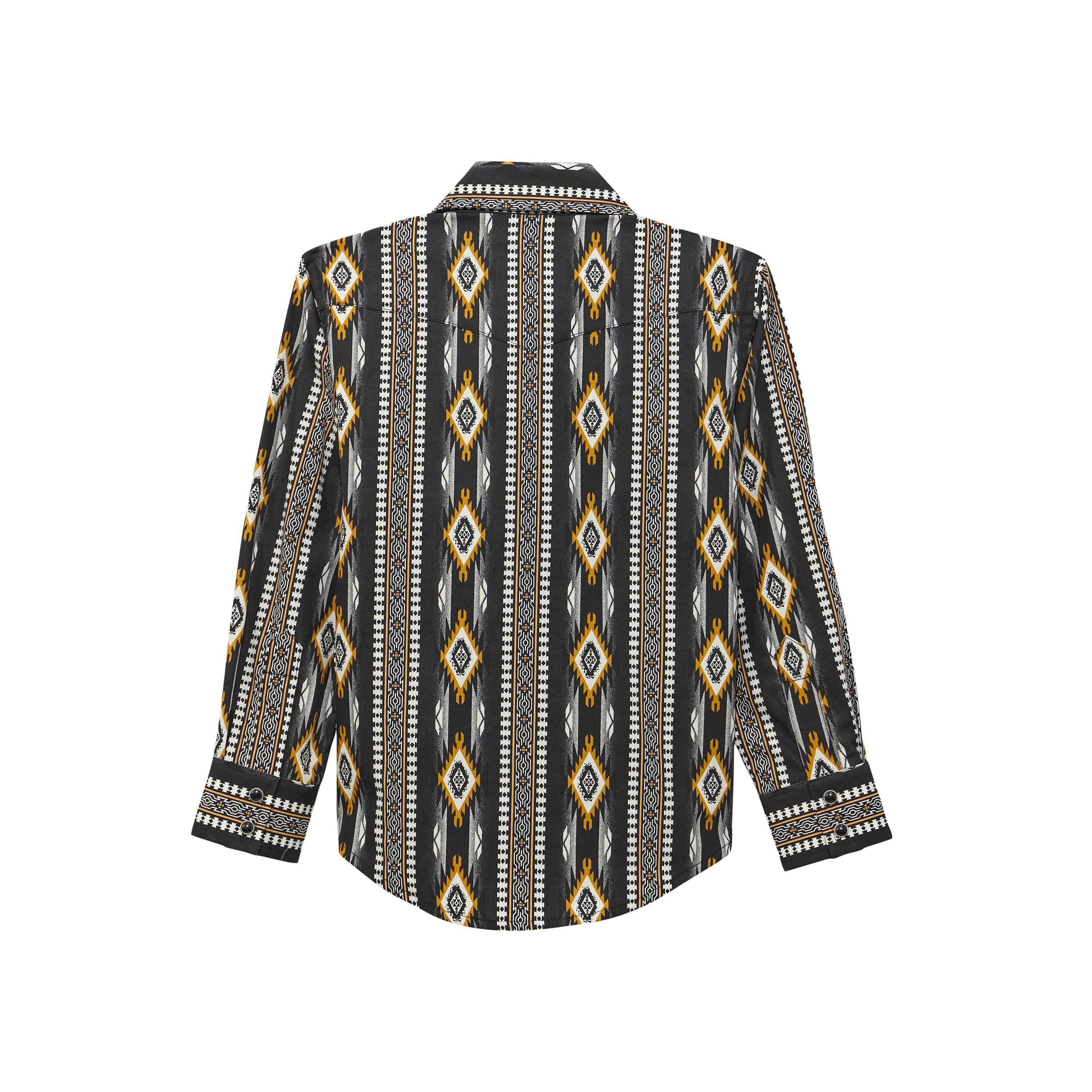 WRANGLER BOY PURAL SNAP LONG SLEEV SHIRT BLACK ORANG AZTEC SHIRT 112374911
