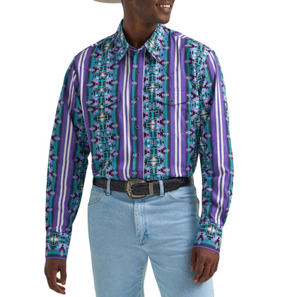 WRANGLER HOMBRE CAMISA DE MANGA LARGA CON CIERRES DE PRESIÓN MORADO ESTAMPADO AZTECA 112374916