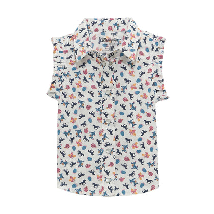CAMISA VAQUERA DE MANGA CORTA CON BOTONES A PRESIÓN DE NIÑA WRANGLER CACTUS / CABALLO 112375235