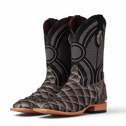 LA HERRADURA LH008 MEN’S BOOTS EXOTIC RANCHERA FISH MOCKING BIRD SQ TOE EE