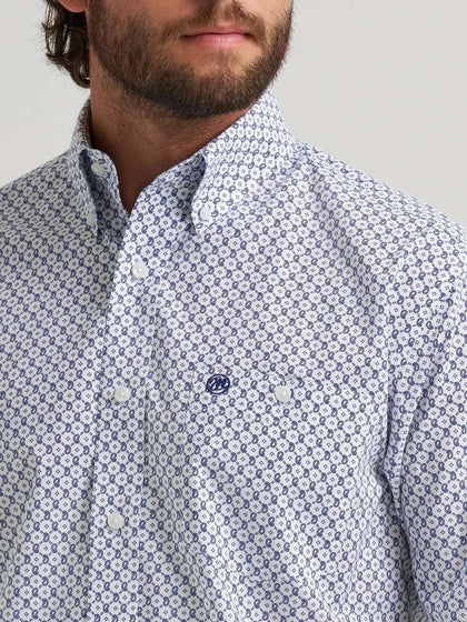 CAMISA DE HOMBRE WRANGLER CORTE RELAJADO ESTAMPADO AZUL/BLANCO - 112379162