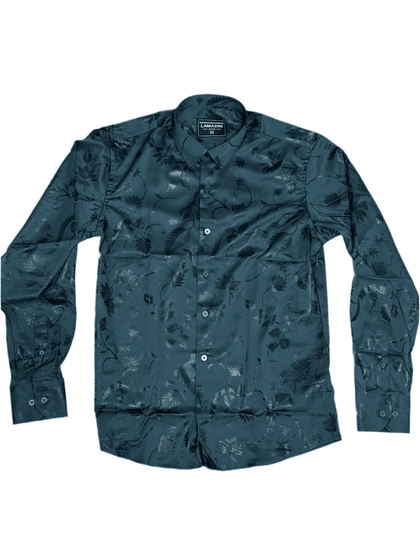 CAMISA DE HOMBRE MODERNA DE LAMASINI ELÁSTICA VERDE CON EFECTO LÁMINA - LAM4477