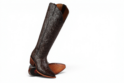 LA HERRADURA WOMEN TALL BOOT PTC/ NANCY CINCELADO FLORES CAFE SNIP TOEi