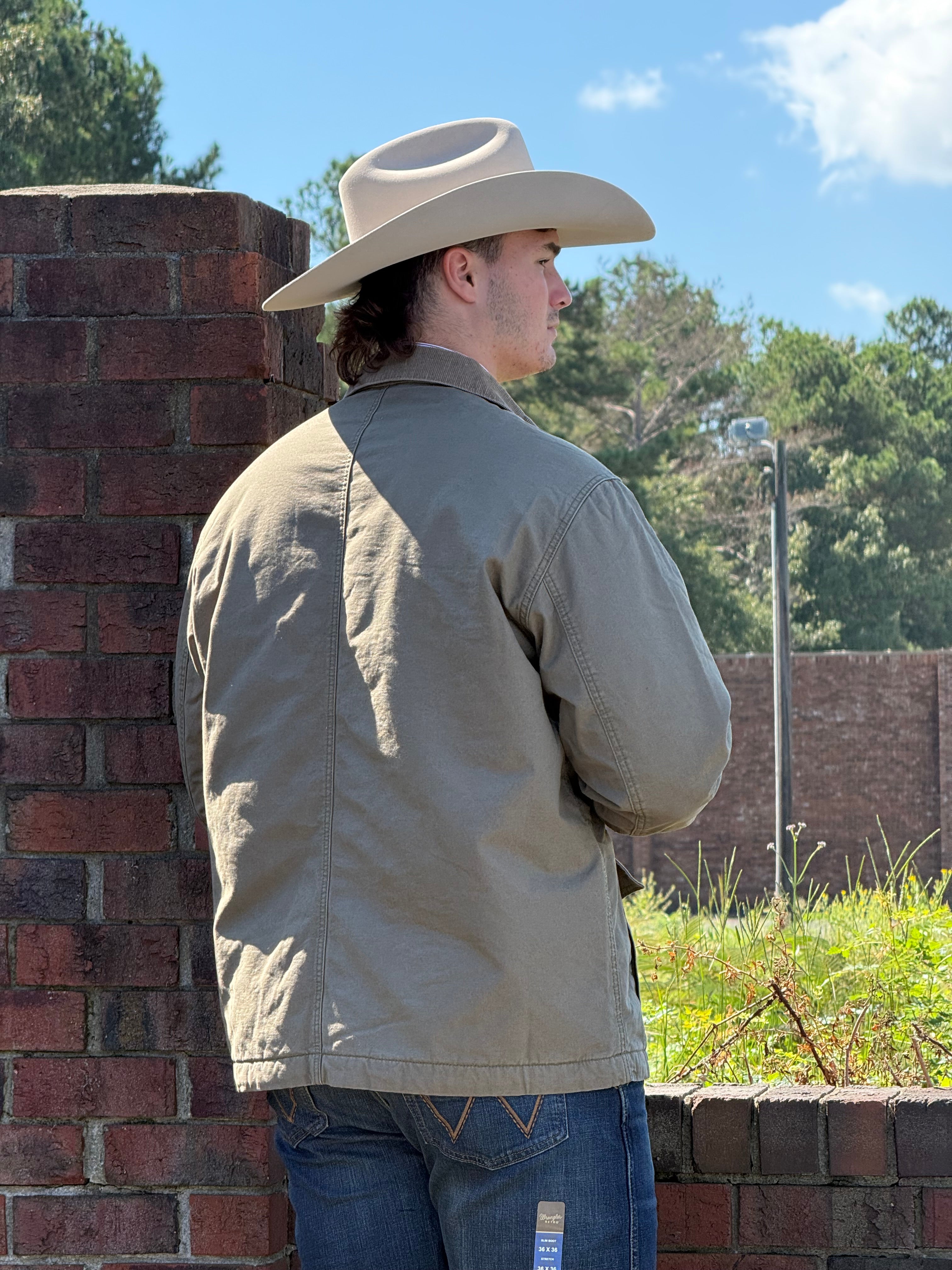 WRANGLER Western Line Cord Collar Zip Barn Green Jacket