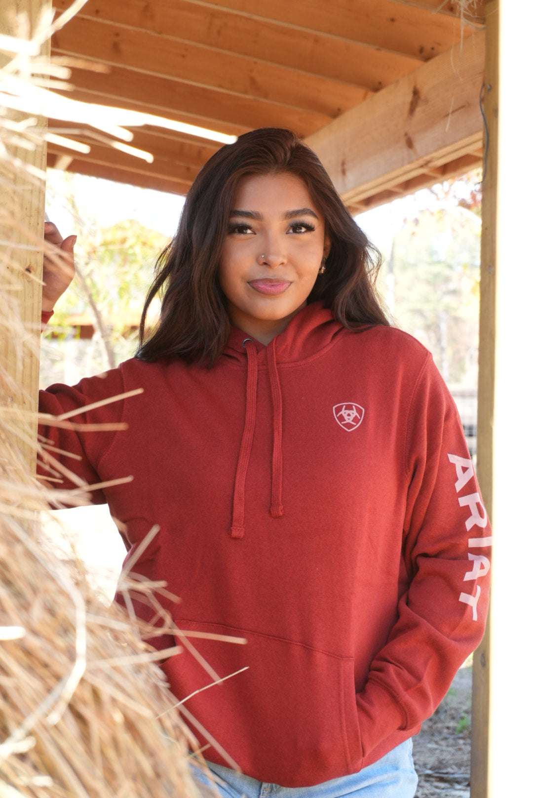 Women’s Ariat Real Classic Arm Logo hoodie -10041634 Laherradurawwnc.com