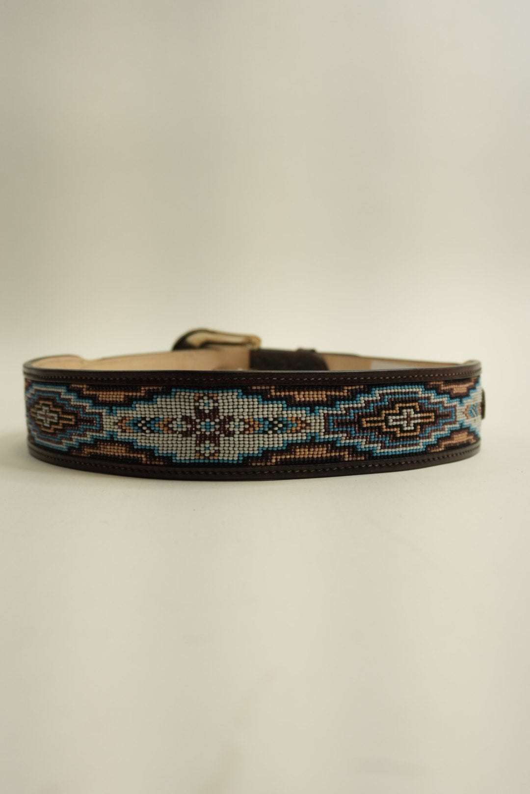 LA HERRADURA BELT AZTEC BROWN/ BLUE WITH WHITE NEW DESIGN
