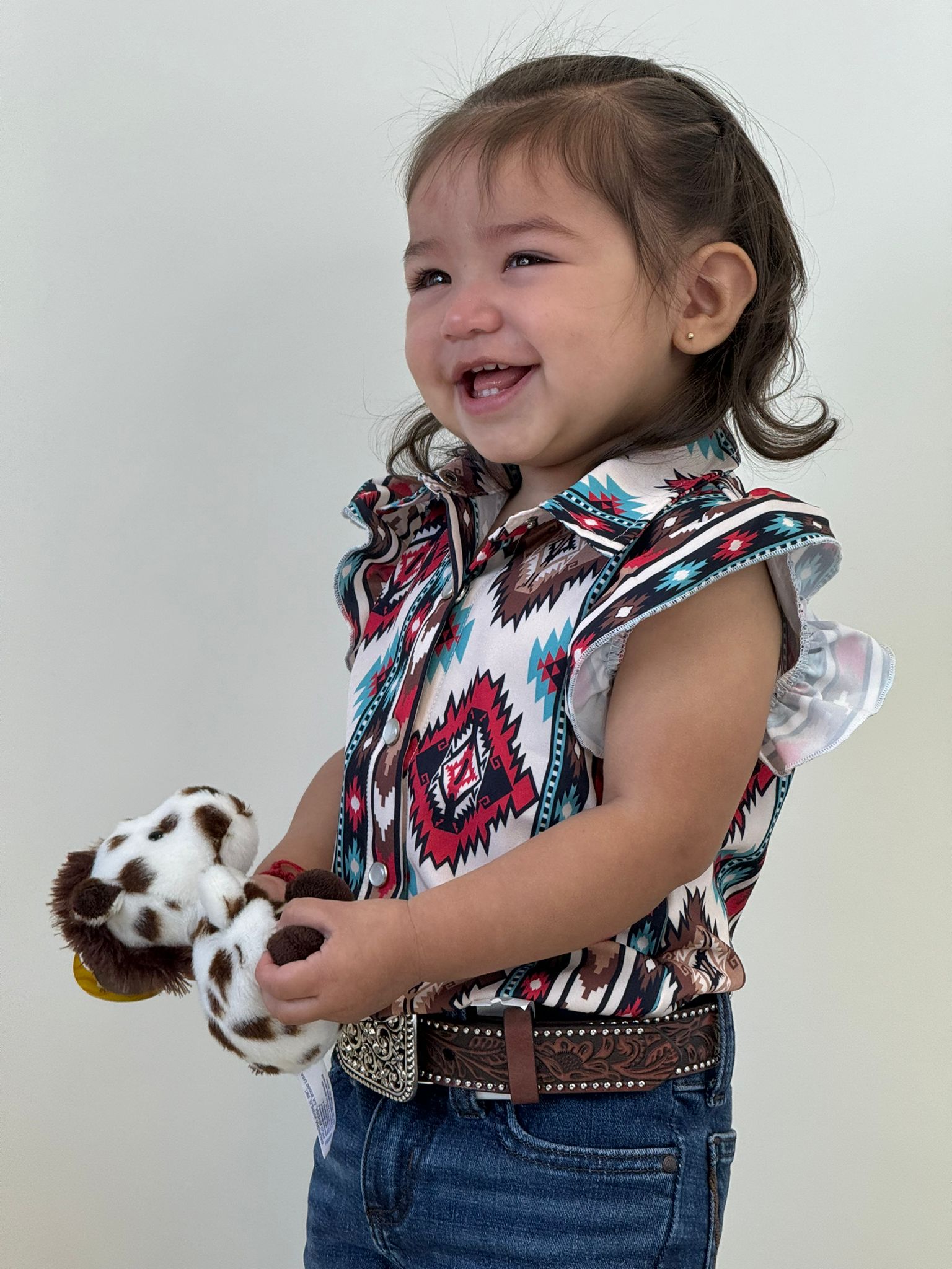 SHEA BABY AZTEC RUFFLE SNAP SHIRT