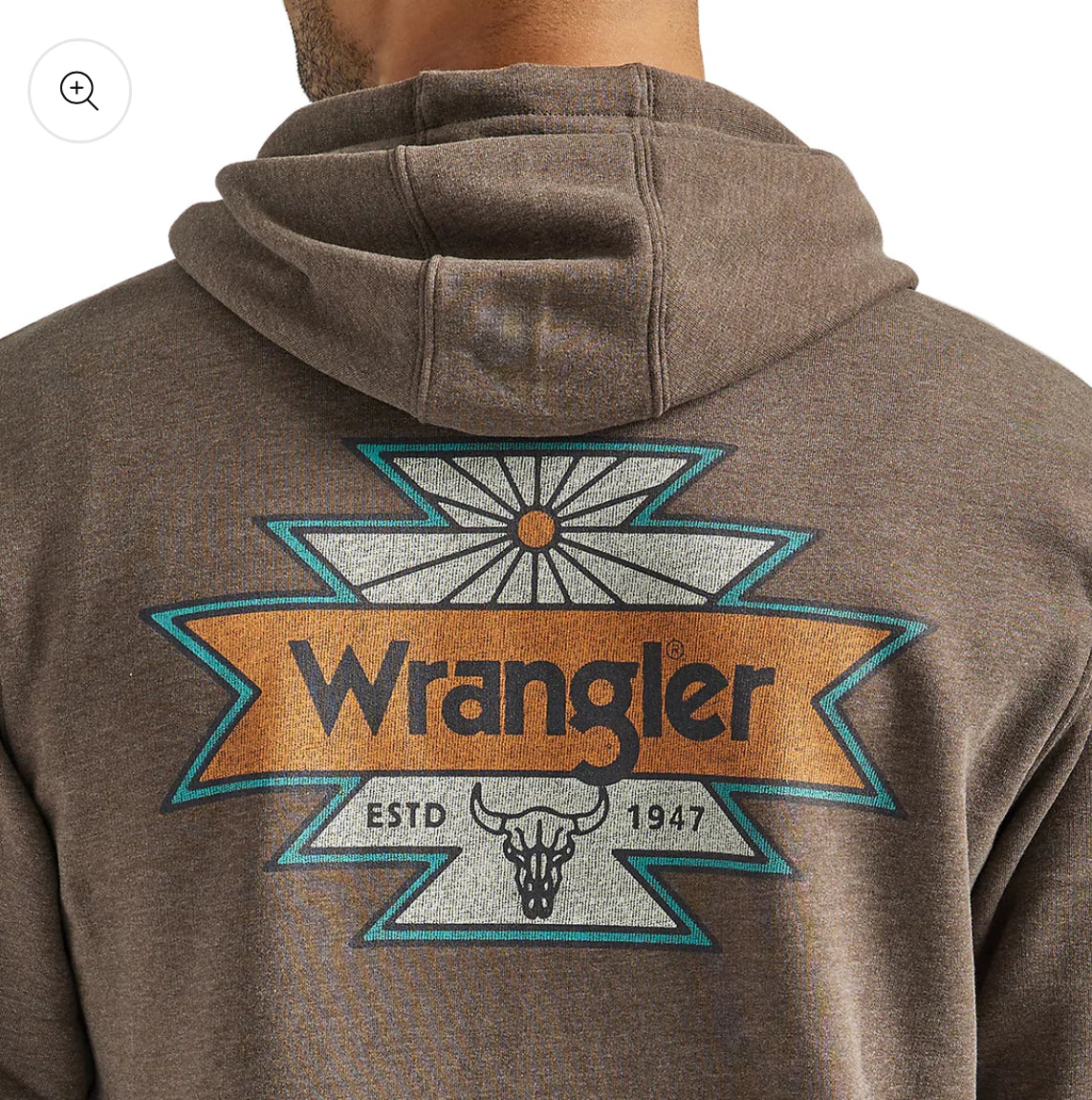 WRANGLER MEN’S BACK GRAPHIC LOGO ZIP UP- BROWN