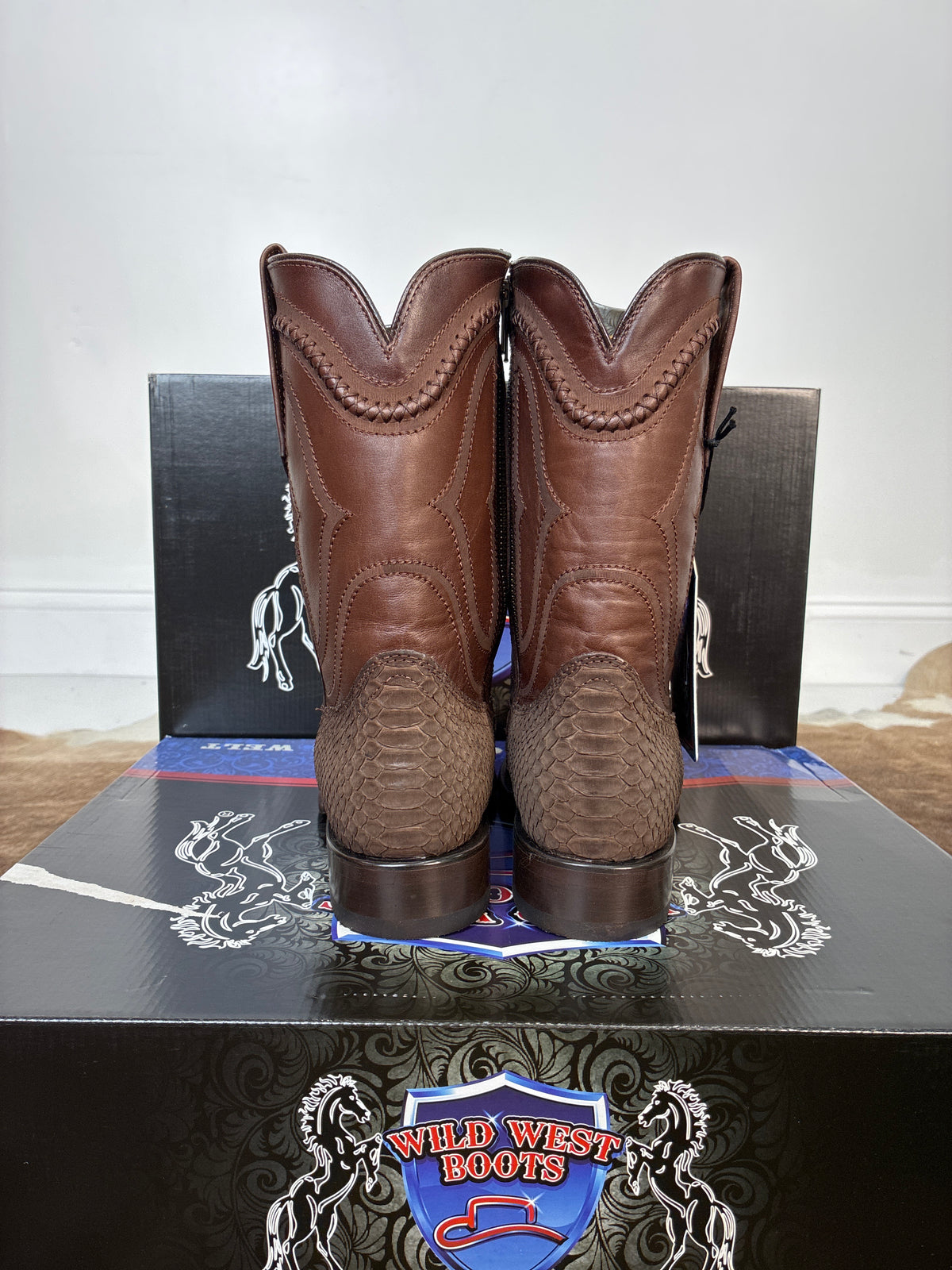 WILD WEST ROPER BOOT PYTHON NOBUCK BROWN 2691ZN5707
