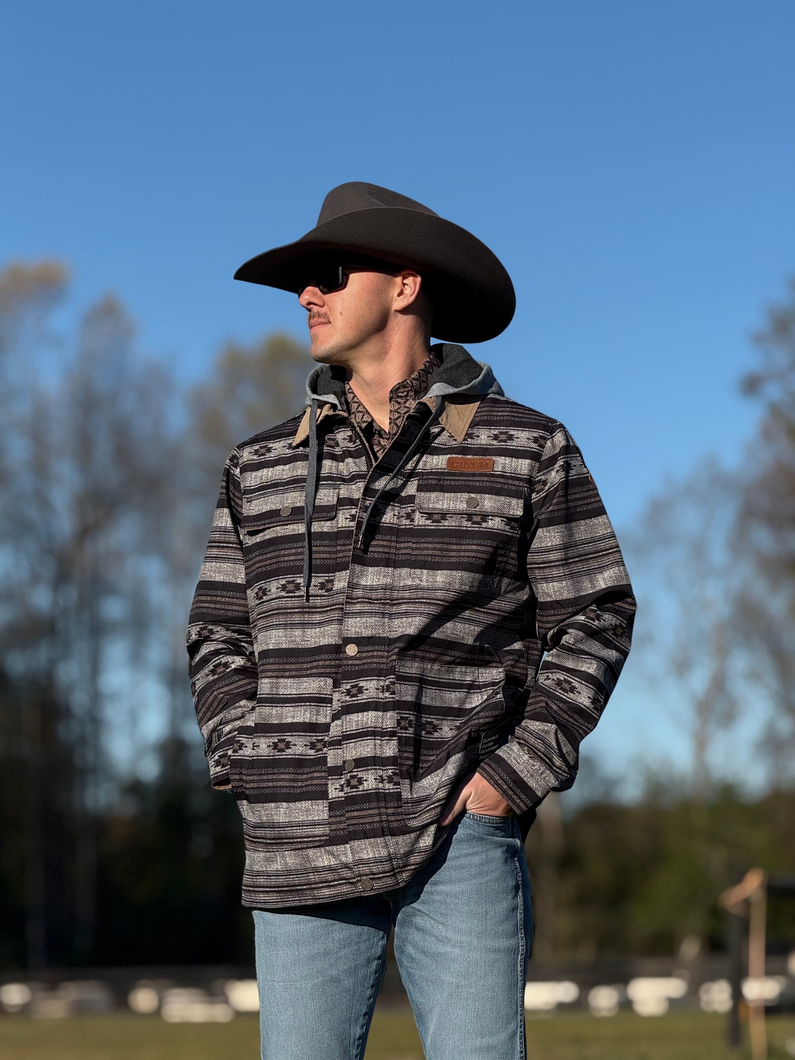 CINCH MENS BARN COAT BLACK/GREY