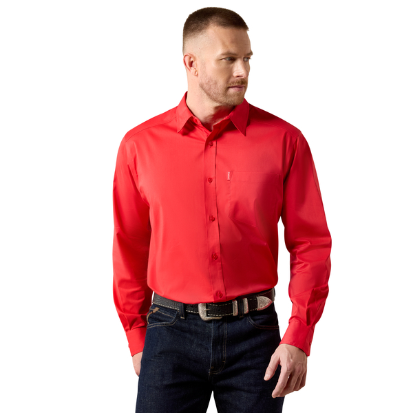 ARIAT MENS SHIRT SCARLET RED CLASSIC  FIT 10072736