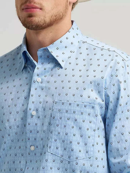 Wrangler Cody Johnson Blue Horseshoes Men’s shirt- 112378977