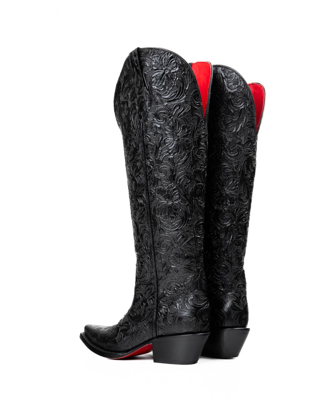 ROCKEM WOMEN TALL BOOT NANCY HD CINCELADO NEGRO SNIP TOE RED BOTTOM