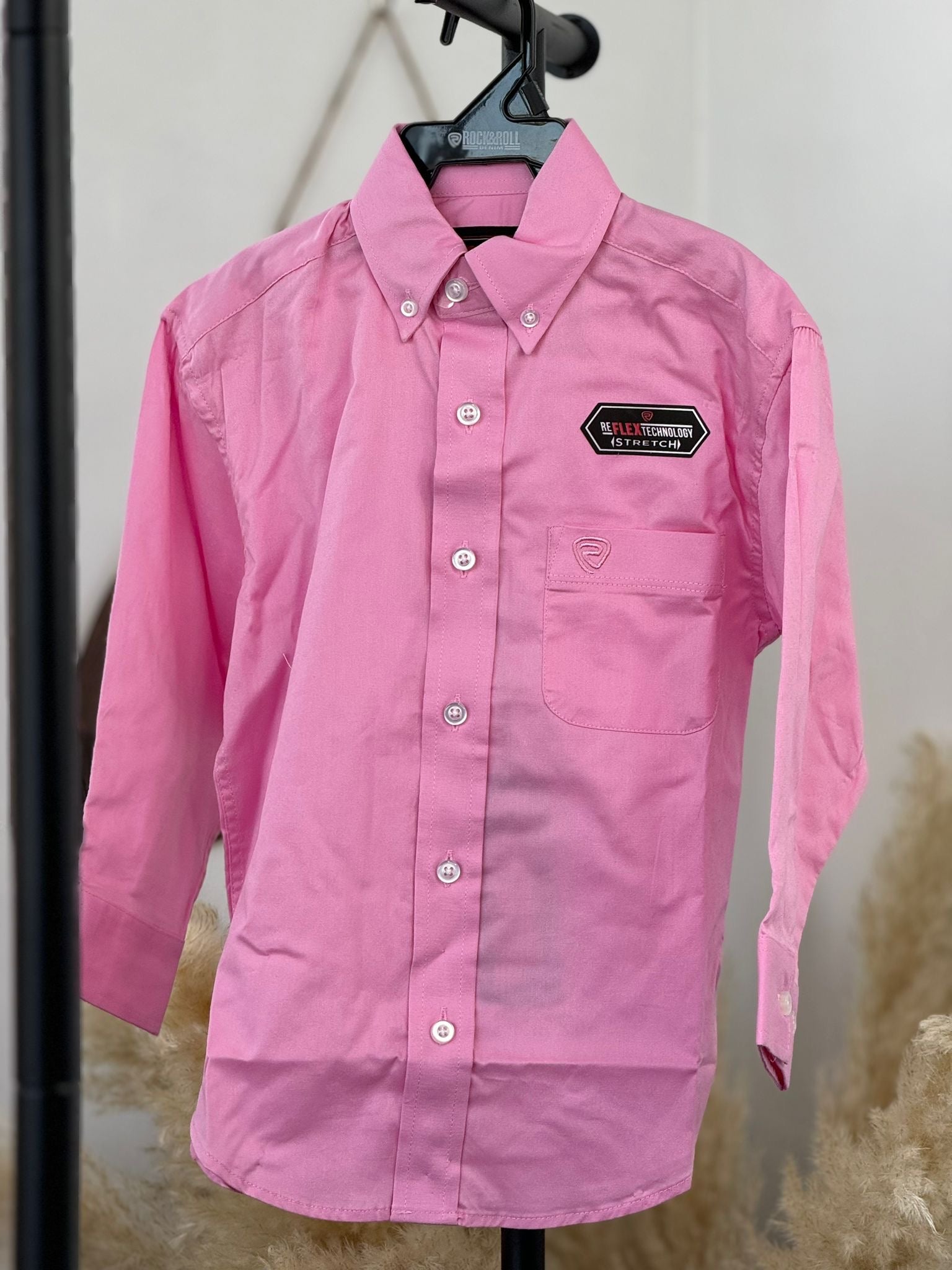 ROCK&ROLL BOYS PINK SOLID TWILL LONG SLEEVE SHIRT