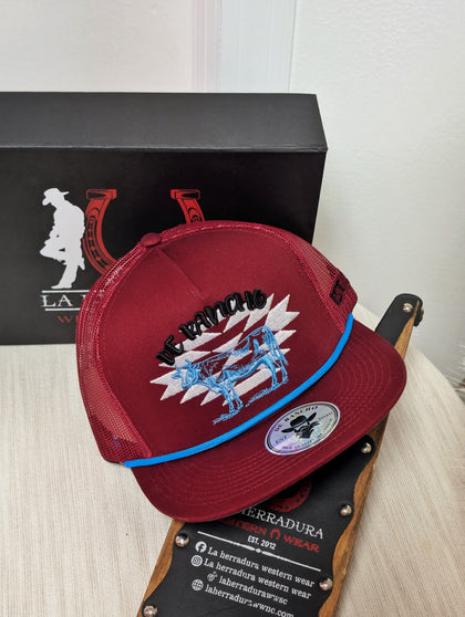 DE RANCHO HATS SNAPBACK BURGUNDY COW LOGO