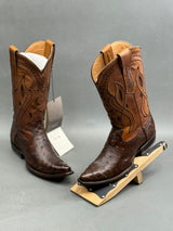 CUADRA BOOTS OSTRICH EVEREST CHOCOLATE LASER & WOVEN SNIP TOE