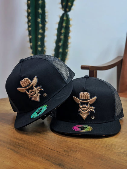 DE RANCHO HATS SNAPBACK BEIGE LOGO BLACK