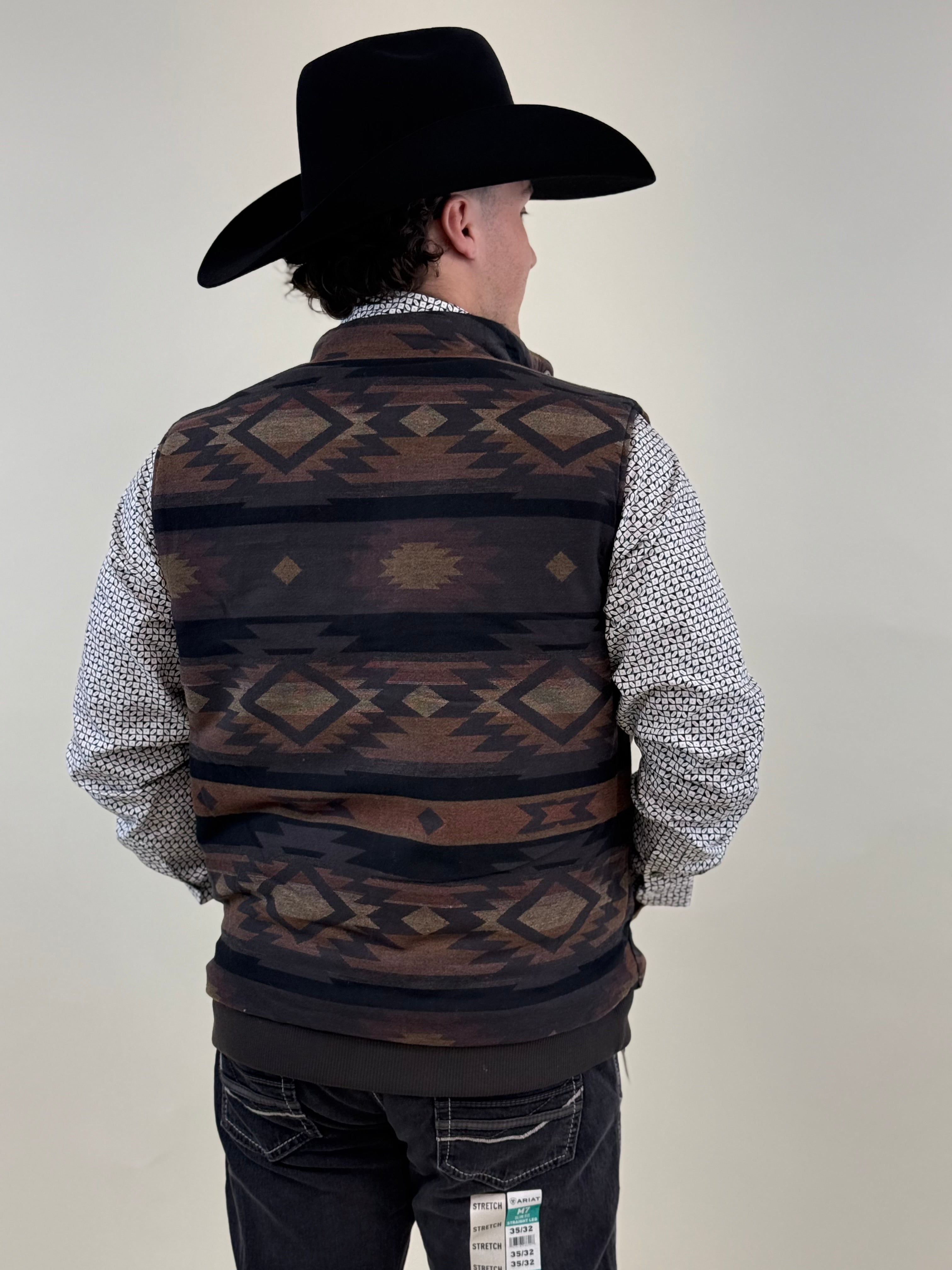 MENS CINCH REVERSIBLE QUILTED VEST- BROWN/ NAVY